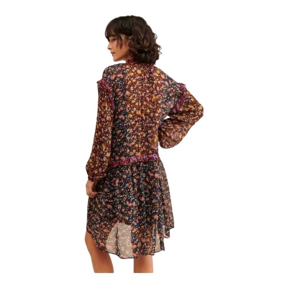 ANTHROPOLOGIE Helene Floral Long Sleeve Tunic Mini Dress XS NWT - Picture 5 of 15
